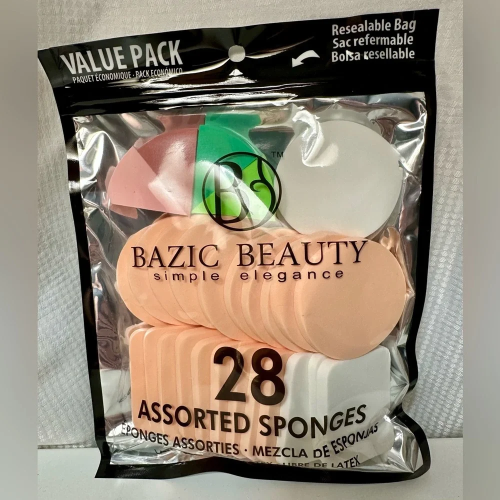 NWT BAZIC BEAUTY 28 PCS Assorted Makeup Sponges